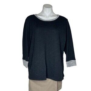 FRESH PRODUCE Black Grey Pullover Tunic Top Soft Cotton Blend Plus Size XXL